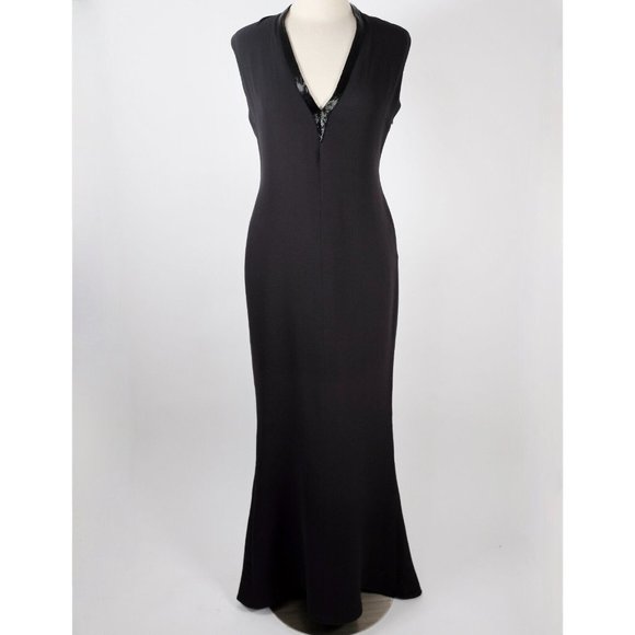 Ralph Lauren Purple Label Collection dress gown 8 black V neck $4k embellished - Picture 1 of 16